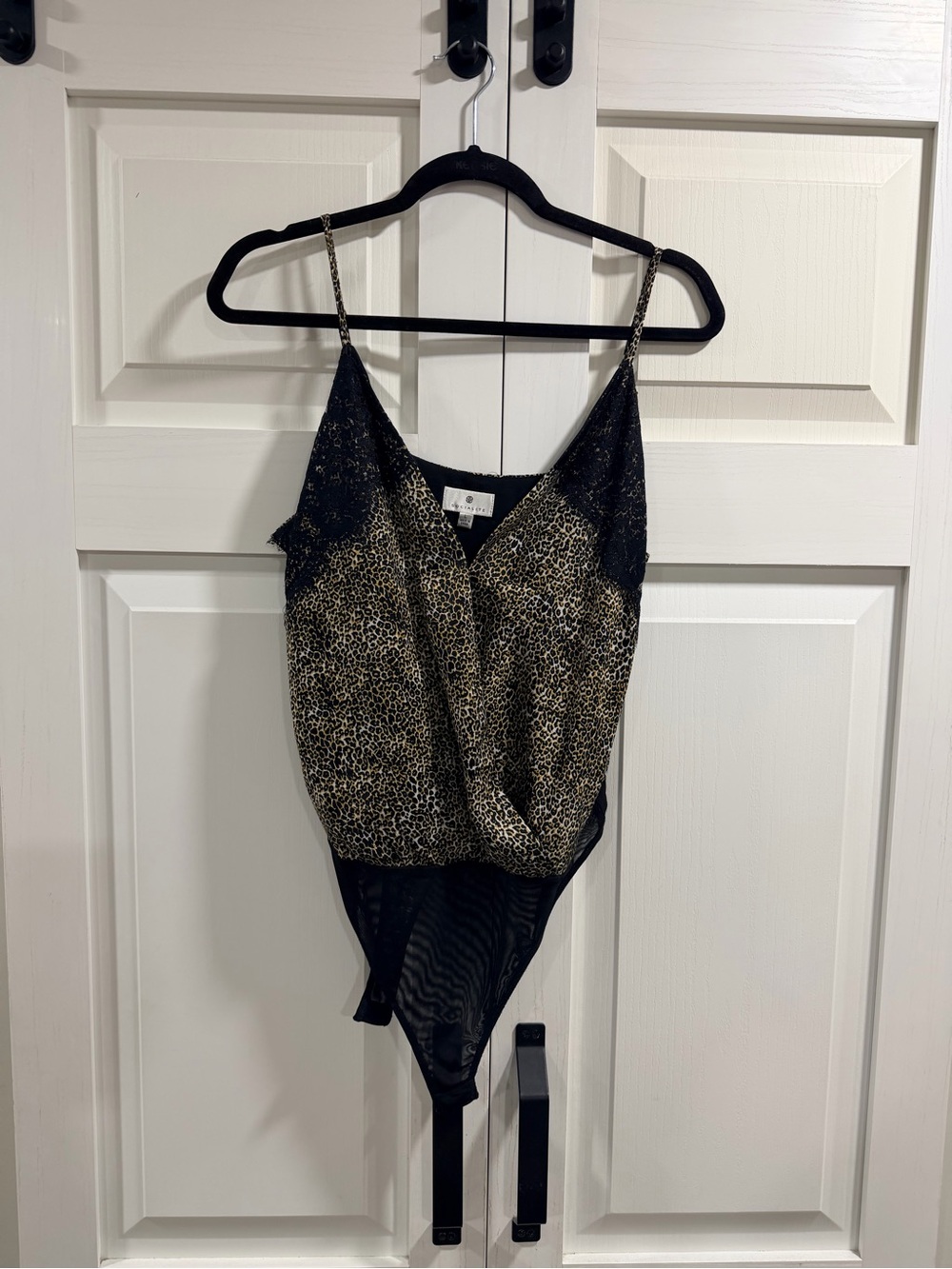 Socialite Leopard Print Lace-Trim Camisole Bodysuit - Black/Gold